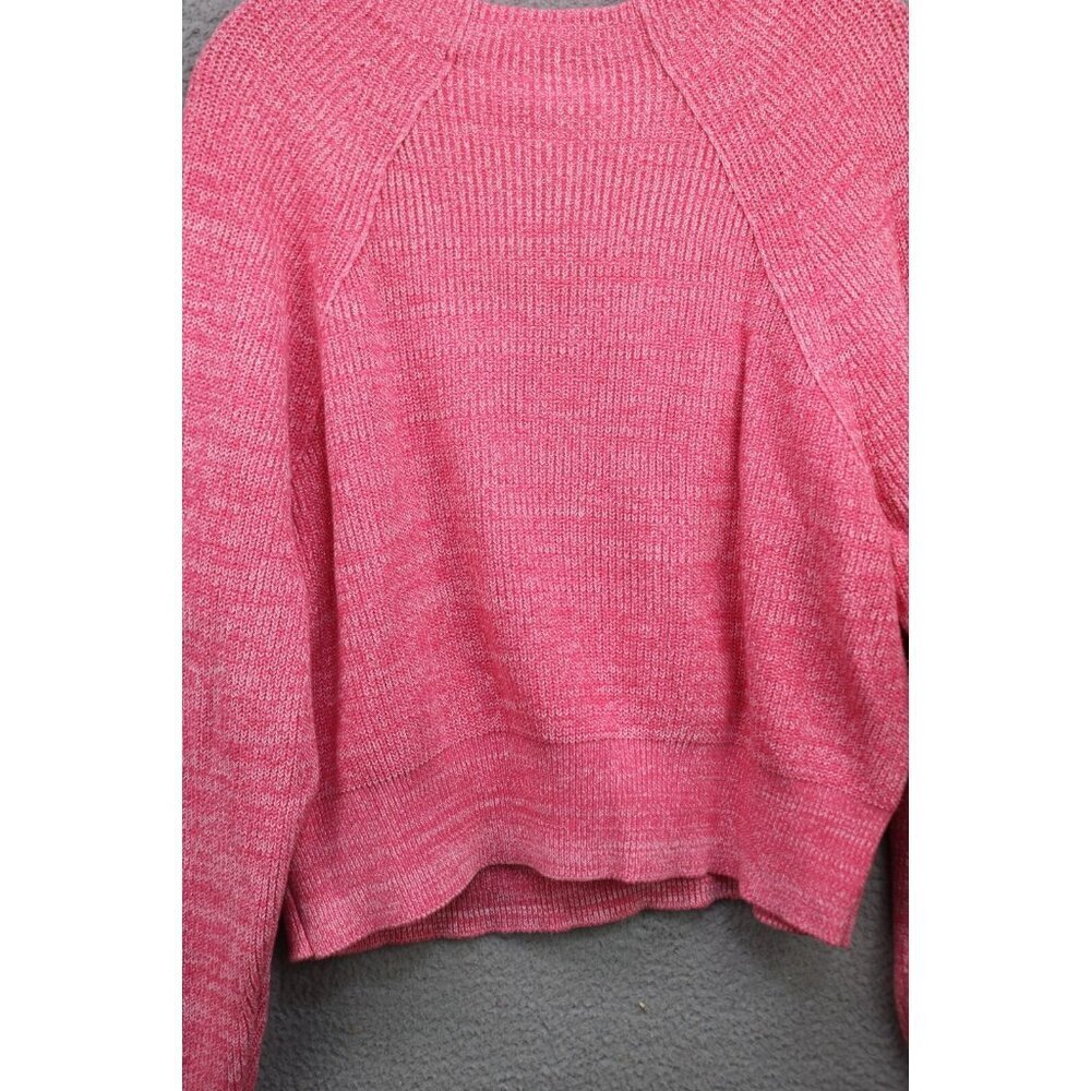 Free People Pink & White Long Puff Sleeve Sweater-Size S/P-Nice Boxy-BOHO - Picture 11 of 12